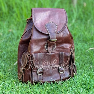 Handmade Genuine Leather Backpack | Vintage Rucksack for Men & Women