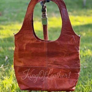 Leather Tote Bag for Women, Handmade Brown Leather Shoulder Bag, Soft Genuine Leather Handbag, Minimalist Everyday Purse