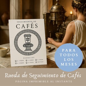 カフェ、セギミエント ディアリオ通り、パジーナ インプリミブル、タマニョ A5、A4、CARTA、習慣トラッカー、コーヒー トラッカー、ジャーナル ページ、印刷可能