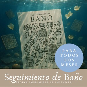 Modo Baño, Seguimiento Diario,Página Imprimible, Tamaño A5, A4 & CARTA, Hábitos, Coloring Page, Shower tracker, Journal Page, BUJO.