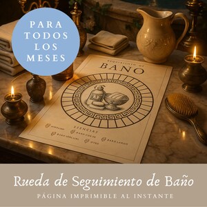 Modo Baño, Rueda de Seguimiento, Página Imprimible, Tamaño A5, A4 & CARTA, Habit Tracker, Coloring Page, Shower Tracker, Journal Page