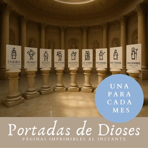 2025 Dioses Portada Mes、Paginas Imprimibles、Tamaño A5、A4 & CARTA、Vida Estoica、Vida Estoica、ジャーナル ページ、印刷可能、カバー