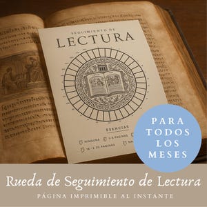 Lectura, Rueda de Seguimiento Diario, Página Imprimible, Tamaño A5, A4 & CARTA, Habit Tracker, Reading Tracker, Journal Page, Printables