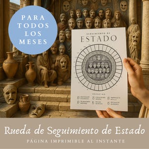 Estado de Ánimo、Rueda de Seguimiento Mensual、Página Imprimible、Tamaño A5、A4 & CARTA、Vida Estoica、Hábitos、Mood Tracker、ぬりえページ