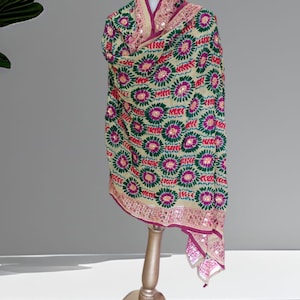 Vibrant Phulkari Dupatta with Handcrafted Embroidery