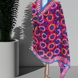 Vibrant Phulkari Dupatta with Handcrafted Embroidery