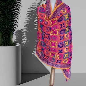 Vibrant Phulkari Dupatta with Handcrafted Embroidery
