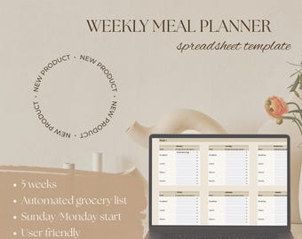 Minimalistische wekelijkse maaltijdplanner