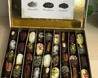Chocolate-covered stuffed dates, 45 pieces