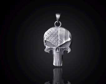 Sterling Silver Punisher Skull Pendant