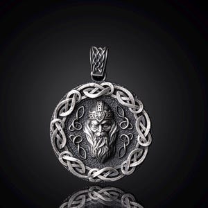 Odin Kopf Silber Halskette, Wikinger Gott Anhänger, nordische Mythologie Halskette, Wikinger Silberschmuck, Odin Anhänger