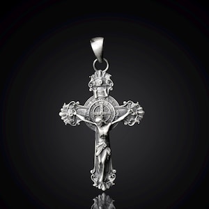 Handmade Silver Jesus Crucifix Necklace, Religious Jewelry, Christian Pendant, Cross Crucifix Pendant, Jesus Cross Pendant, Christian Gift