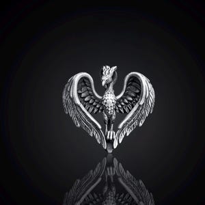 925K sterlingzilveren fenikshanger, handgemaakte zilveren feniksketting, mythische vogelhanger, dierenketting, fenikshanger heren