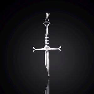 925 Sterling Silver Narsil Sword Necklace, Silver Broken Sword Pendant, Medieval Sword Knight Pendant, Elven Sword Necklace, Gift for Him