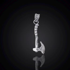 Handmade Viking Axe Pendant: Engraved 925 Sterling Silver Necklace