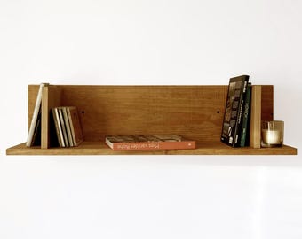 Scaffale su misura, scaffale in legno massello, mensola da parete in legno (profondità 23 cm), colore a scelta, design scandinavo.