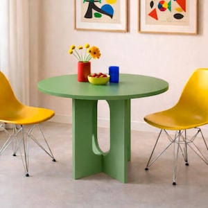 Round 2 Colors dining table, Scandinavian design, handmade, customizable, 216 colors!