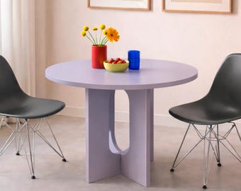 Tavolo da pranzo rotondo 2 colori, design scandinavo, fatto a mano, personalizzabile, 216 colori!