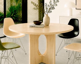 Round 2 Pine Dining Table, Solid Wood Table, Scandinavian Design Table, Handmade