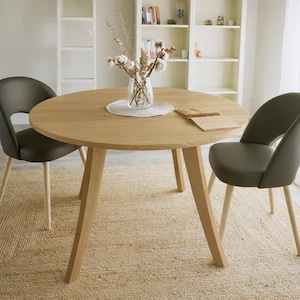 Round 1 round dining table, solid wood table, designer table, handmade