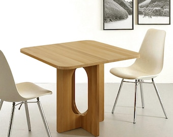 Tavolo da pranzo Quadra, tavolo in legno massello, tavolo dal design scandinavo, fatto a mano