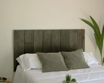 Testiera letto Tablas, testiera in legno, fatta a mano, colore nero