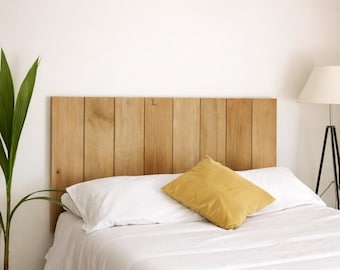Testiera letto Tablas, testiera in legno, fatta a mano, rovere