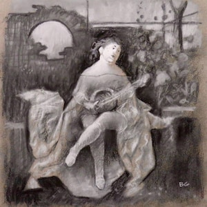 Original pastel, Musician Study #2, original drawing