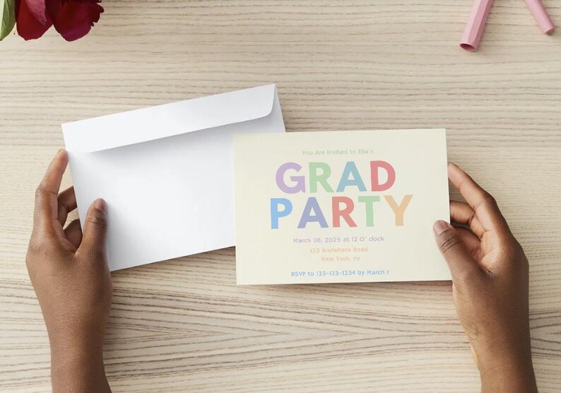 Colorful Graduation Party Invitation – Instant Download, Editable ...