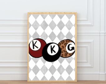 Kappa Kappa Schwesternschaft Wandkunst - Pool Ball Druck - Digitaler Download - Ästhetische Wohnheim Dekor - Schwesternschaft Geschenke - KKG Sofort Download