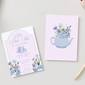 Tea Party Birthday Invitation Printable – Editable Girl’s Birthday Invite – Floral Teacup Theme – Instant Download – Tea Party Invite