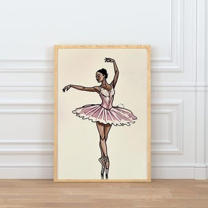 Elegant Ballerina Wall Art - Pink Tutu Ballet Dancer Digital Print - Instant Download - Ballet Poster for Girls Room Studio Decor