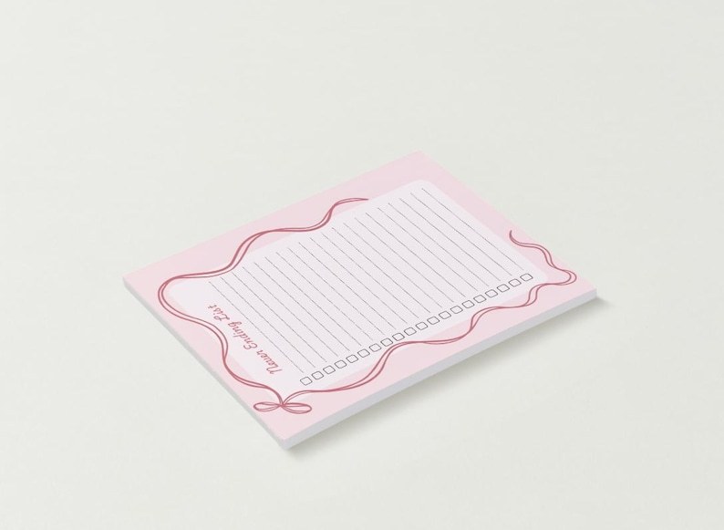 Notepad With String Never Ending List Printable | Cute To-do List Notepad | Pink Ribbon ...