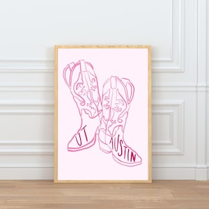 UT Austin Wall Art | Western Cowboy Boots Digital Print | University of Texas Decor | Longhorns Dorm Room Art | UT Austin Instant Download