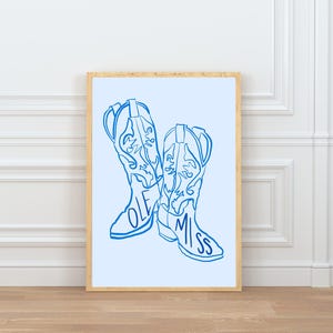 Ole Miss Wall Art | Western Cowboy Boots Digital Print | University of Mississippi Decor | College Dorm Room Art | Ole Miss Instant Download