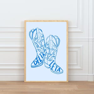 Delta Zeta Sorority Wall Art | Western Cowboy Boots Digital Print | Country Western Sorority Decor | Big Little Gift | DZ Instant Download