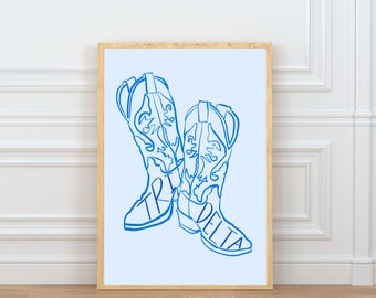 Delta Delta Delta Cowboy Boots Wall Art, Tri Delta Sorority Digital Download, Western Sorority Print, Instant Download Sorority Decor