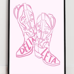 Delta Zeta Cowboy Boots Wall Art, DZ Sorority Digital Download, Western Sorority Print, Instant Download Sorority Decor, DZ Gift