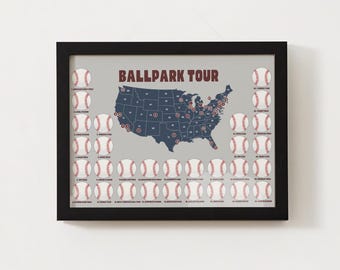 Baseball Ballpark Tour Map Digital Print