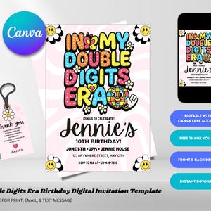Editable Double Digits Birthday Invitation: In My Era Girl Party Template