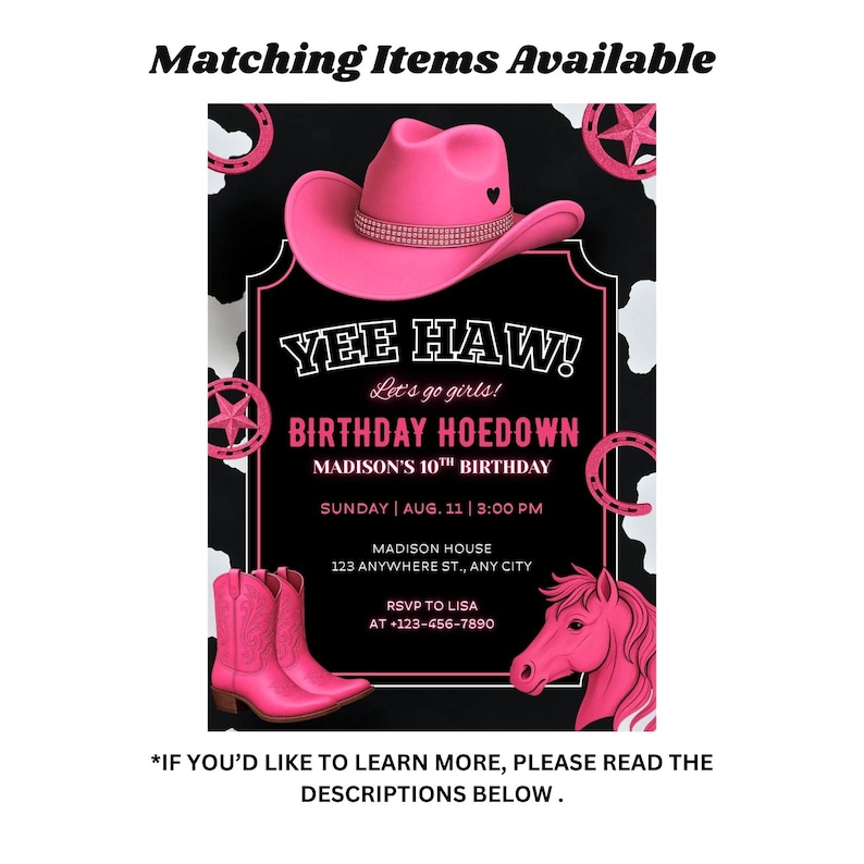 Editable Cowgirl Birthday Welcome Sign : Pink Rodeo Party Poster ...