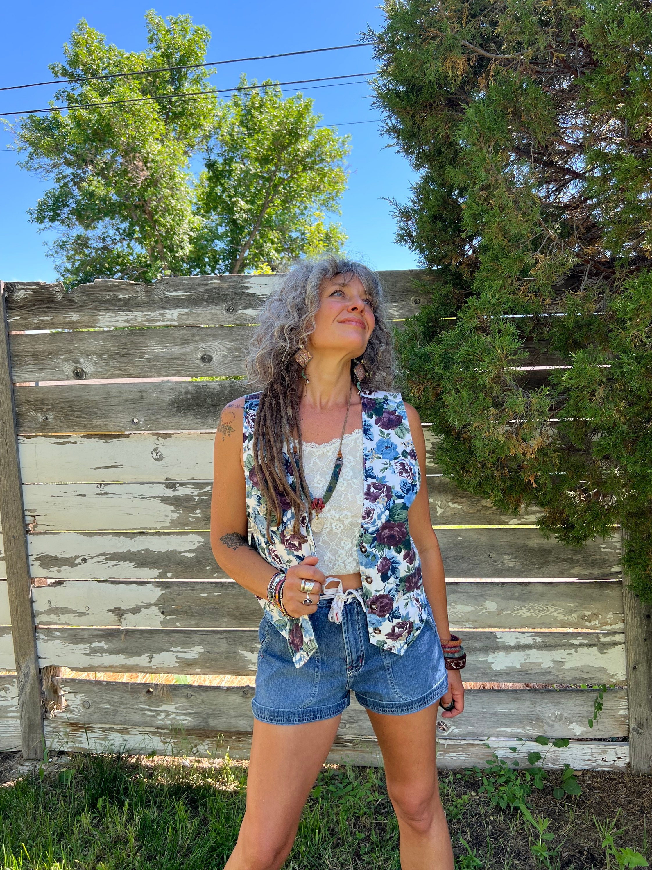 Vintage VEST, Size S, Floral Vest, Shabby Chic Vest, Hippy