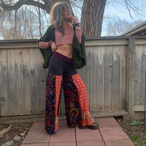 Patchwork Eco hooper Pants, M,  hippie pants, flare pants, dance pants, festival pants,patchwork pants, wide leg pants,eco flare pants Zasra