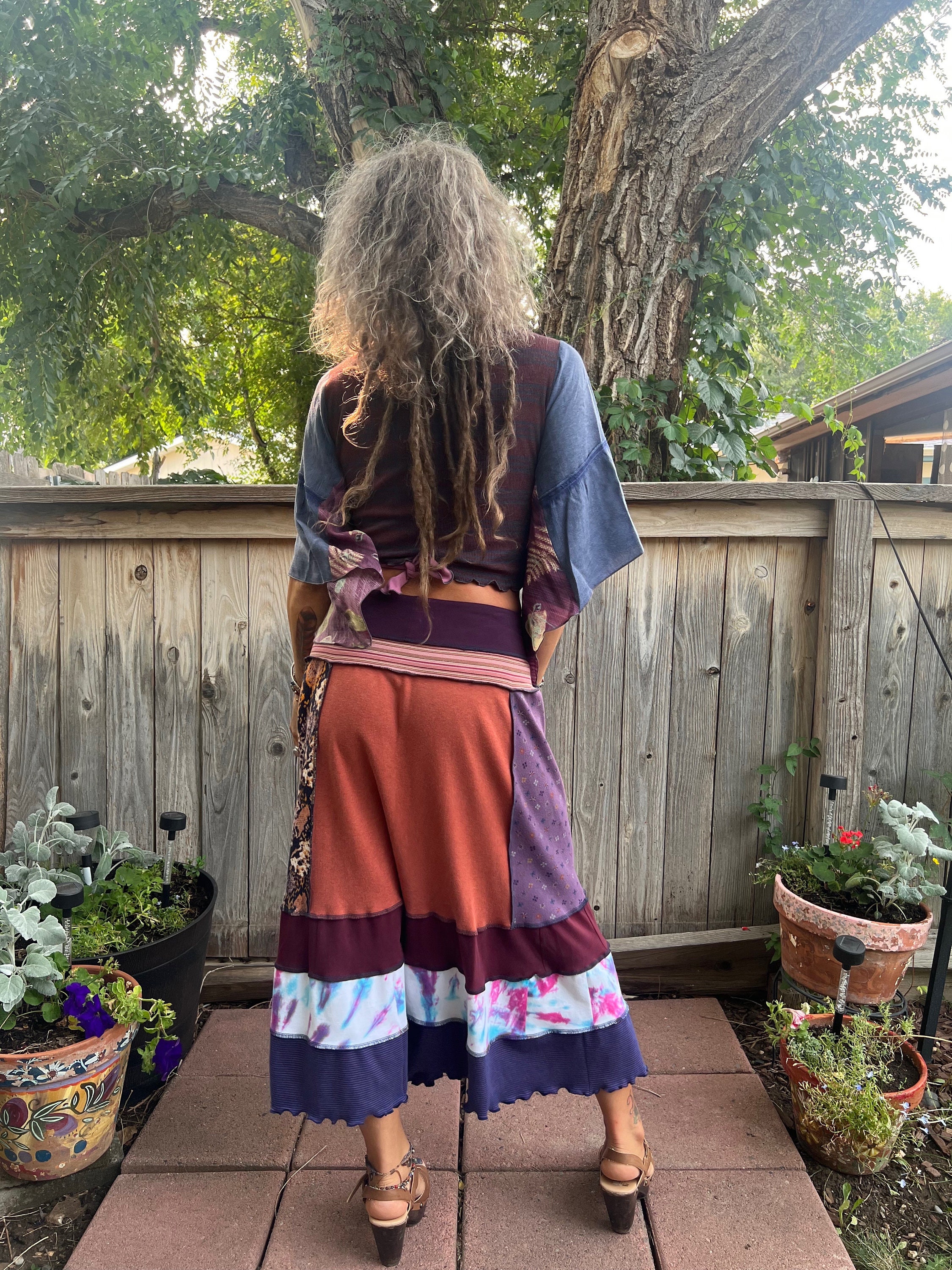 Boho Skirt, M/L Patchwork Skirt, Eco Clothing, Boho Jersey
