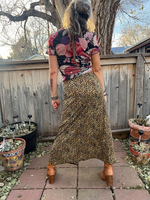 Vintage  90s leopard  SKIRT,size XS/S , mid lengt… - image 7