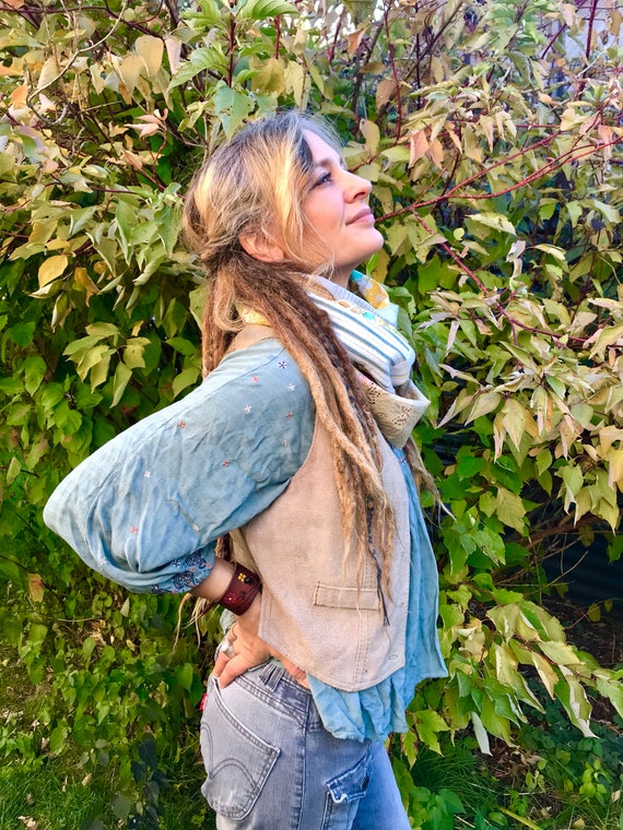 Vintage Leather VEST, Size M/L, hippy vest, boho … - image 5