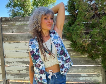 L.G.B. ビンテージ　ベスト　レディースS Vintage VEST, Size S, Floral Vest, Shabby Chic Vest, Hippy