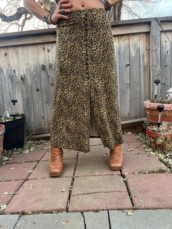 Vintage  90s leopard  SKIRT,size XS/S , mid lengt… - image 8