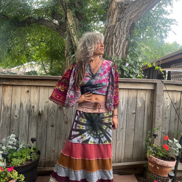 ECO  long boho Skirt,Size M/L eco clothing, festival skirt, hippie skirt, maxi  skirt, gypsy skirt, patchwork skirt, folk skirt, Zasra