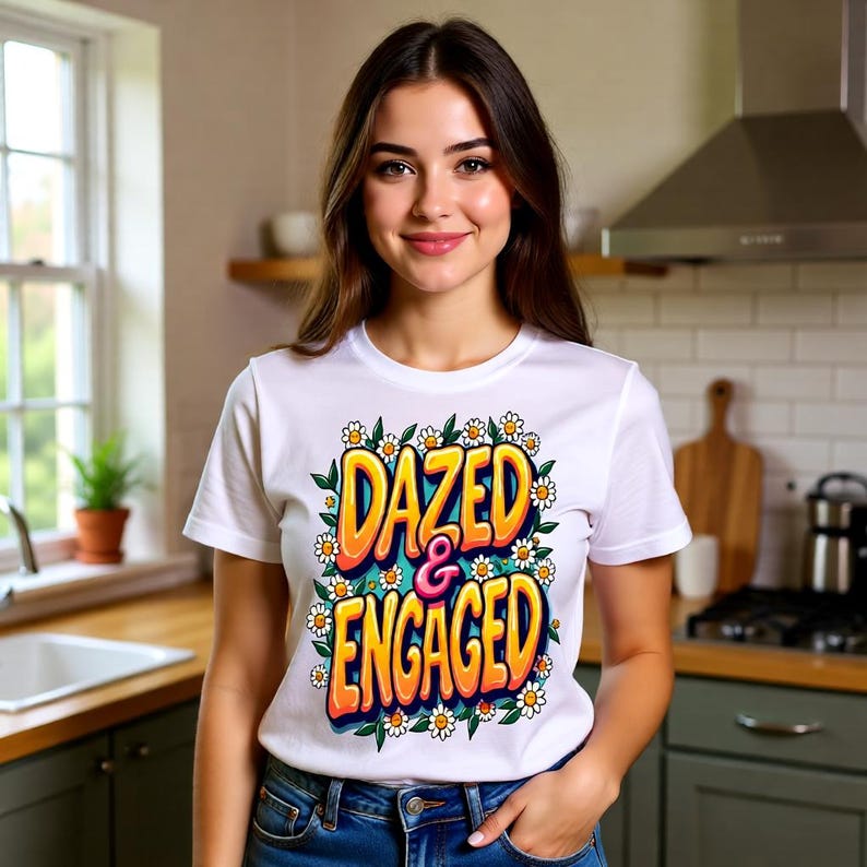 Dazed & Engaged floral daisies T-Shirt | Engagement Vibes Tee